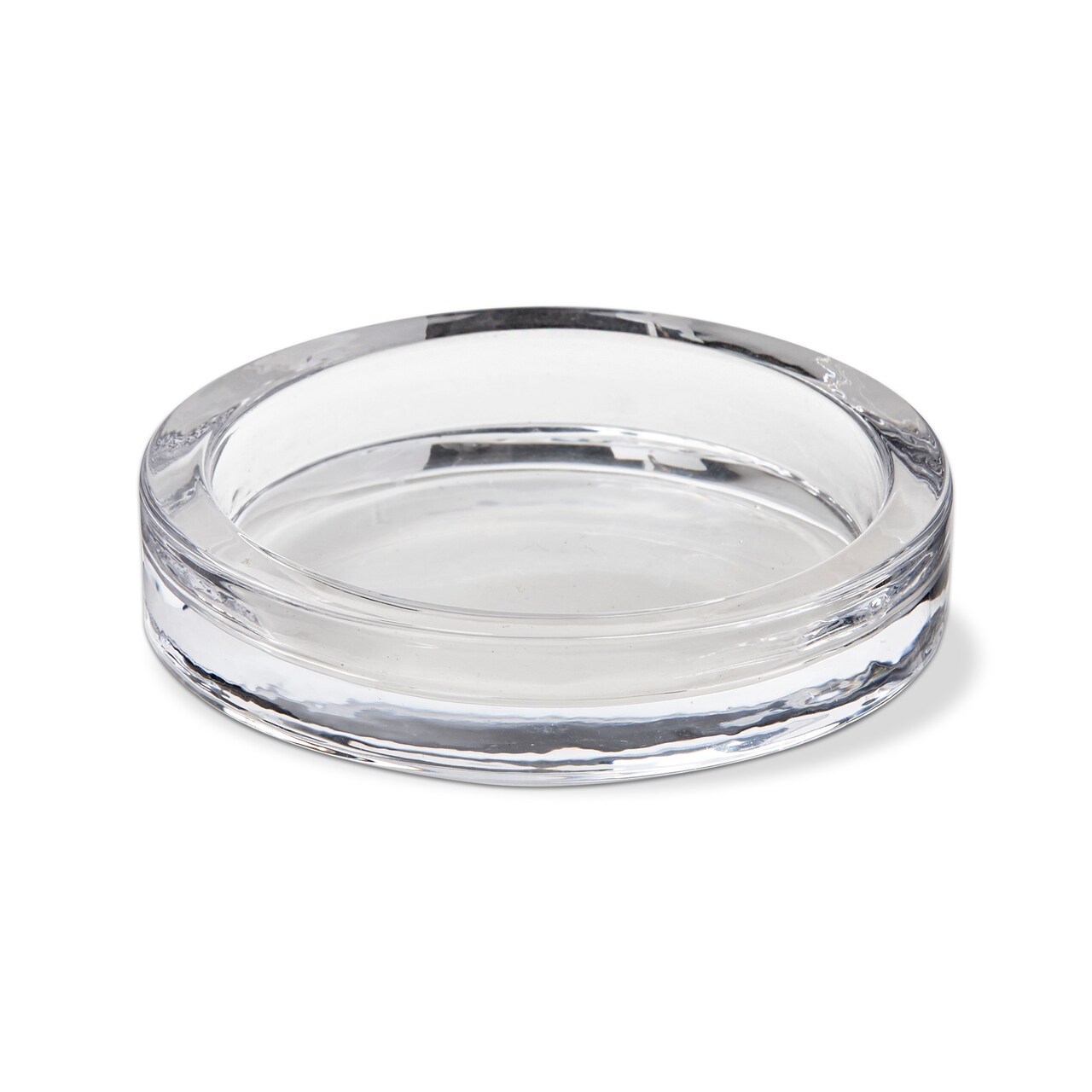 Radiance Small Glass Pillar Plate Candle Holders Set Clear Everyday Decor 0.78 in H x 3.7 in Dia